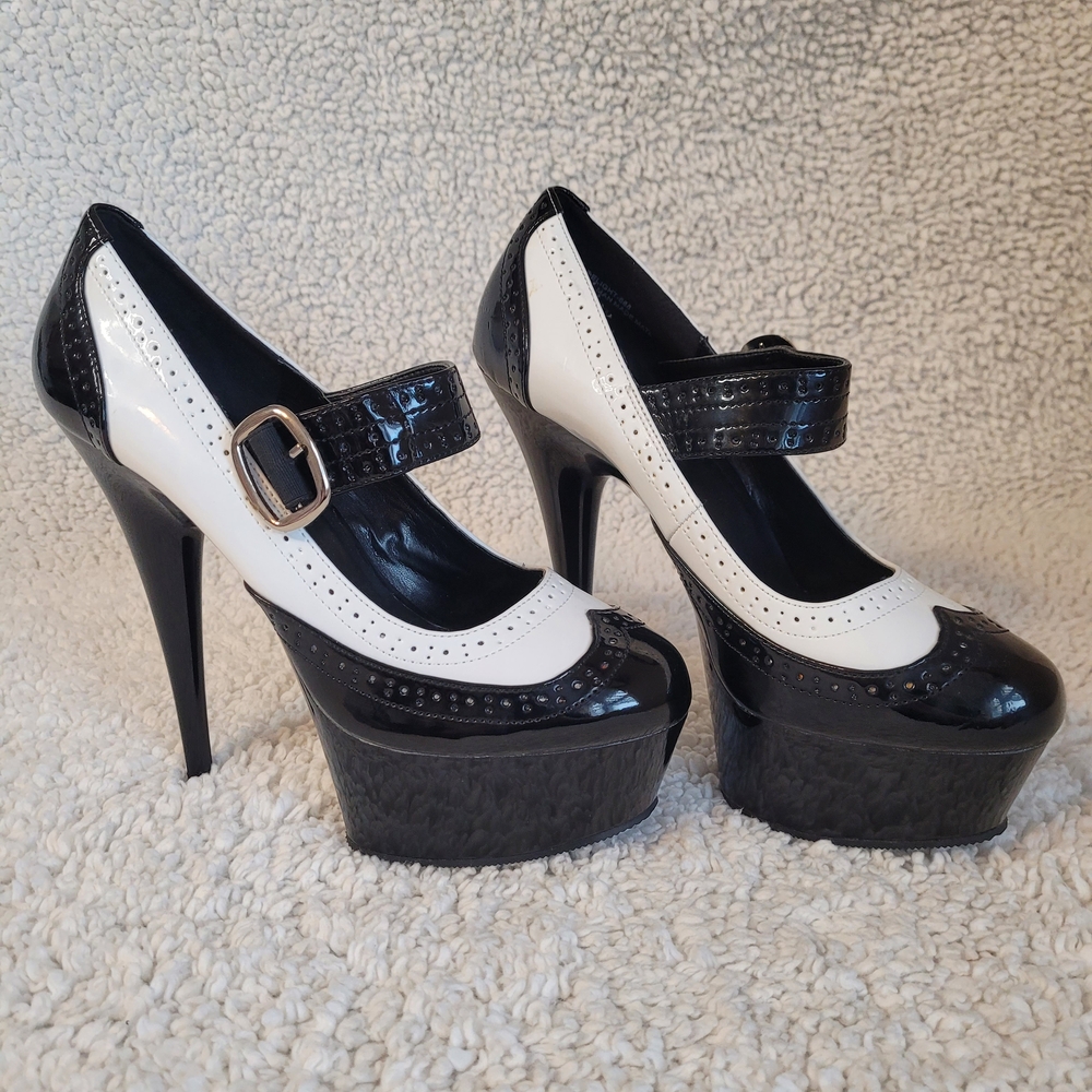 Pleaser Black and White Platform Heels